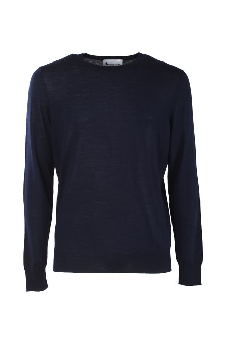 Shop AQUASCUTUM  Pullover: Aquascutum wool crewneck sweater. 
Checked elbow patches.
Ribbed cuffs and bottom.
Composition: 100% wool.
Made in China.. KNIT RA02T-55